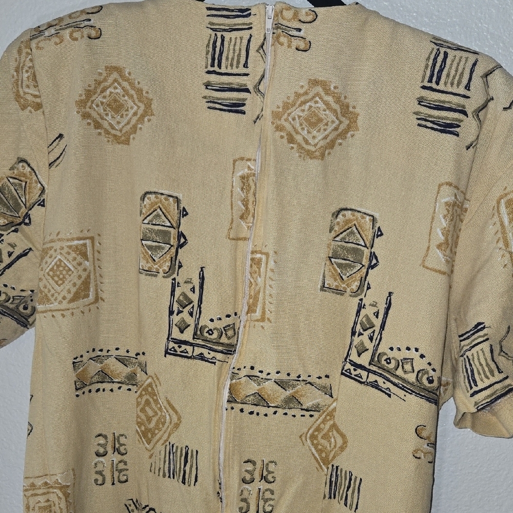 Chic Beige Patterned Midi Dress - image 7